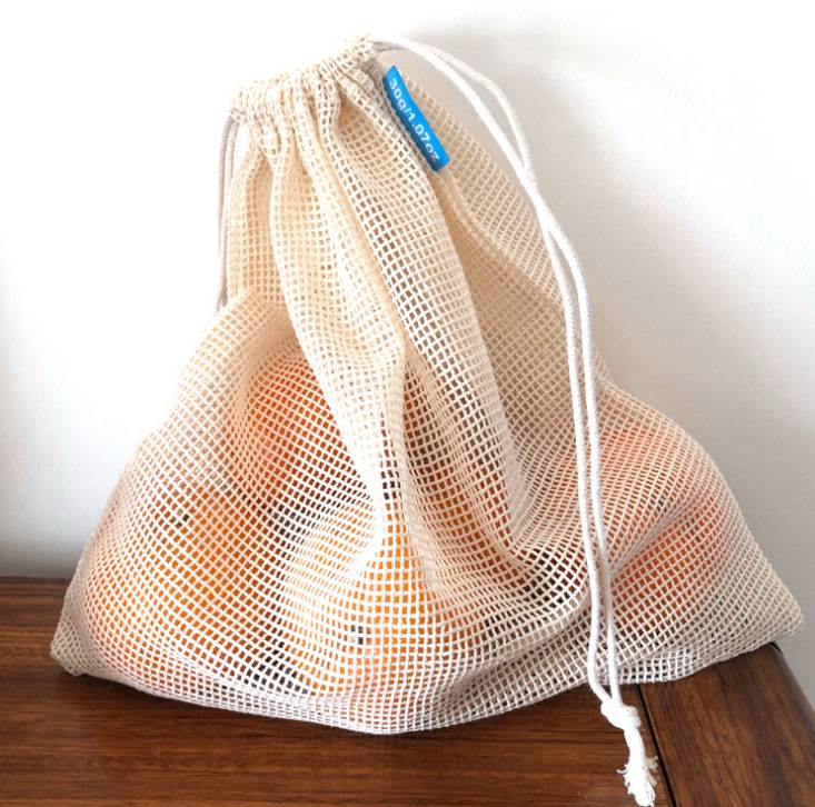 有机全棉网袋环保水果网袋纯棉网格蔬菜袋抽绳束口有机棉网袋定制