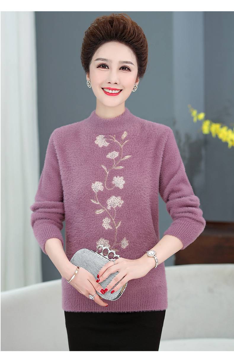 湖北襄樊中老年女装毛衣韩版副职摆摊服装货源批发妈妈装烫钻针织衫