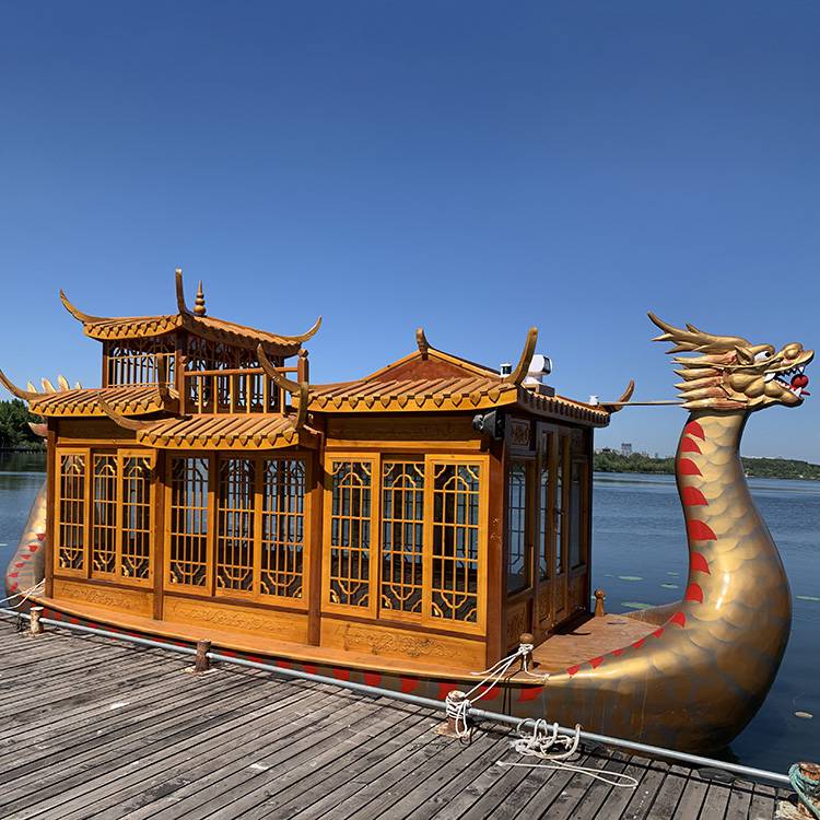 江南有龙装饰的画舫船观光旅游拍戏用的大船多少钱