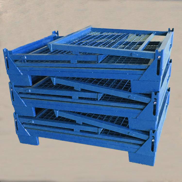折叠网格料箱仓储笼表面喷塑可堆垛金属网箱折叠式仓库笼图片