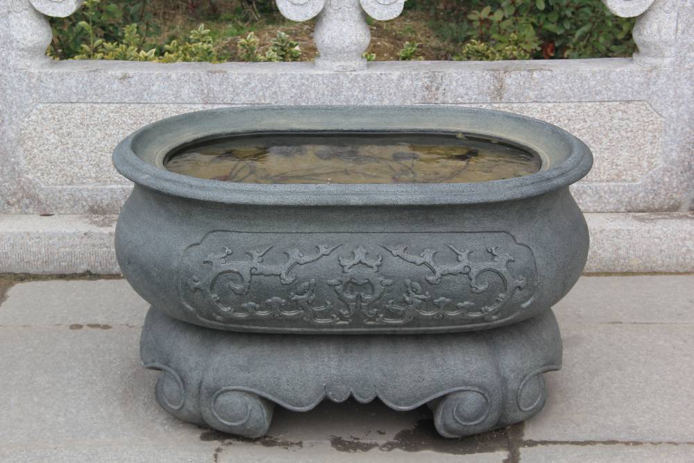 惠安海亨石业花岗岩做旧石雕水缸仿古雕塑庭院荷花缸青石大缸养鱼缸