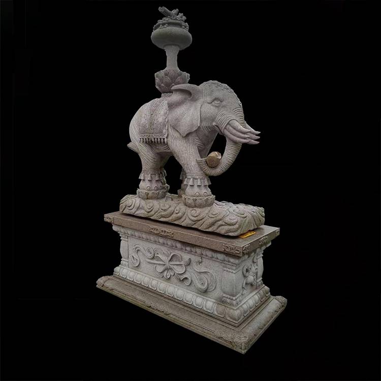 晚霞红石雕大象吉祥如意小象汉白玉石象石头大象雕塑