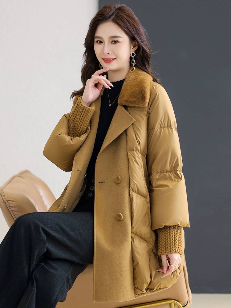 意大利高奢品牌masilier水貂狐狸毛领外套大衣专柜女装尾货批发