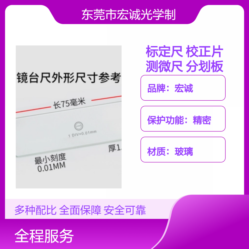 显微镜测量标定尺 金相校正片 镜台测微尺DIV=0.1mm分划板FH808通用