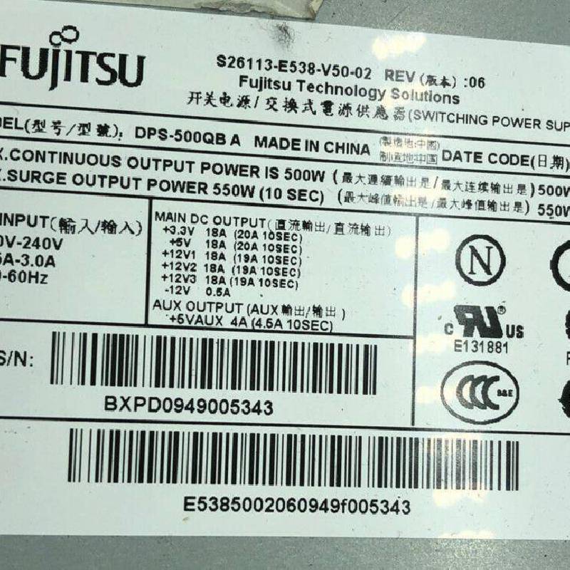 DPS-500QB A S26113-E538-V50-02 FUJITSU富士通开关电源- 供应商网