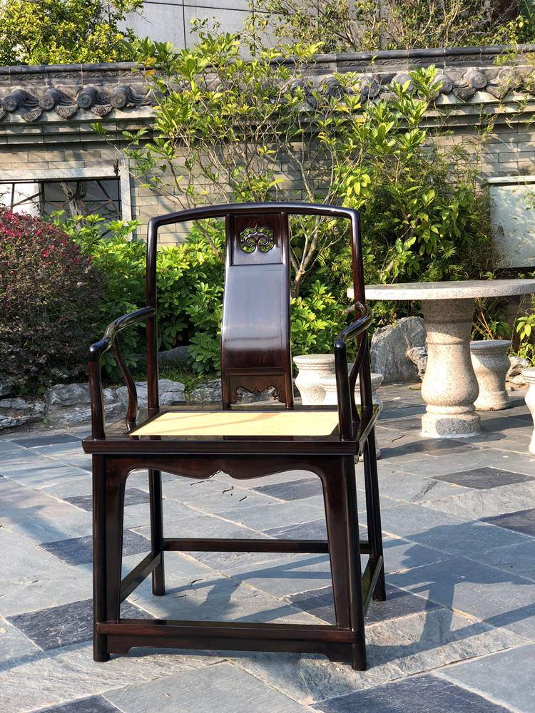 名琢世家私人定制大红酸枝木四出头官帽椅椅主人椅红木家具