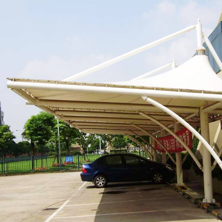 膜结构看台绍兴诸暨体育场遮阳棚拉杆型防雨棚