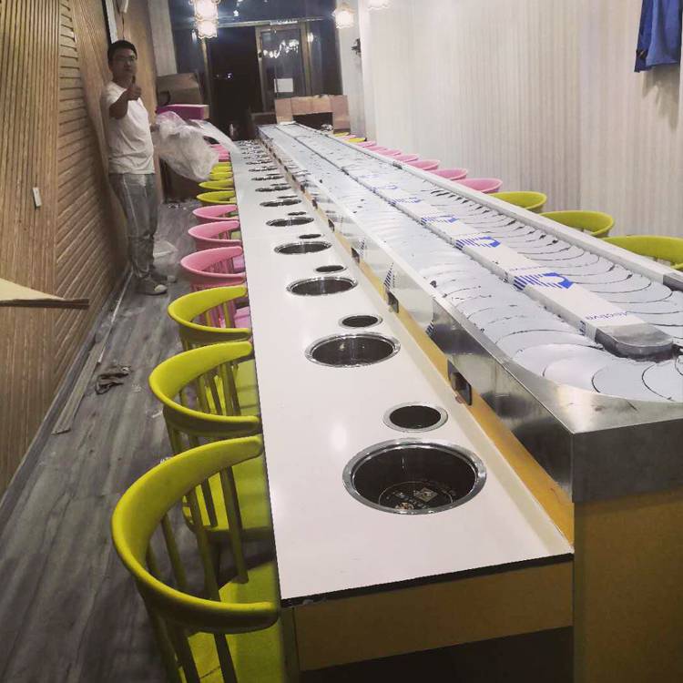 自助旋转火锅设备全套商用机器涮烤一体式回转麻辣烫转转火锅桌