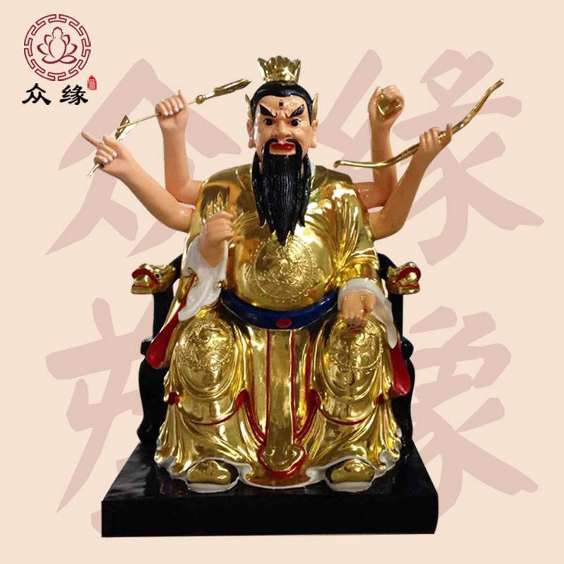 贴金彩绘牛王爷树脂神像木雕玻璃钢牛神三眼马天君马神雕像