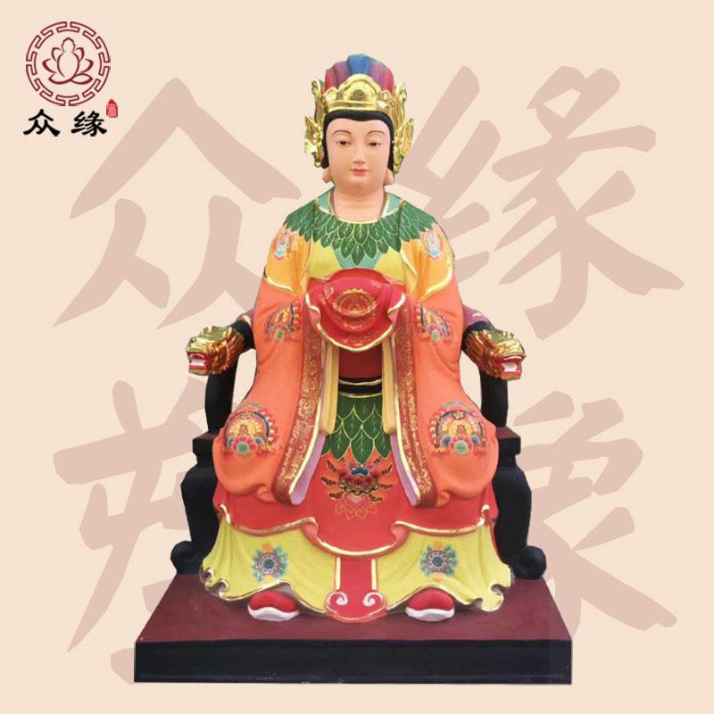 泰山奶奶神像图片泰山三位送子奶奶佛像寺庙彩绘佛像生漆脱胎工艺