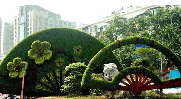 大型户外仿真立体春节春字造型绿雕回家过年主题绿雕