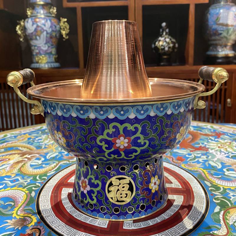 新京熹景泰蓝单人酒精锅景泰蓝小火锅一人一位小火锅景泰蓝单人锅