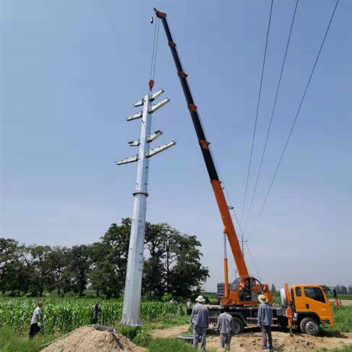 高压10kv电力杆塔13米镀锌电线杆转角钢管杆