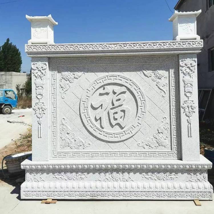 湖南益阳晚霞红石雕影壁墙浮雕壁画背景墙雕塑