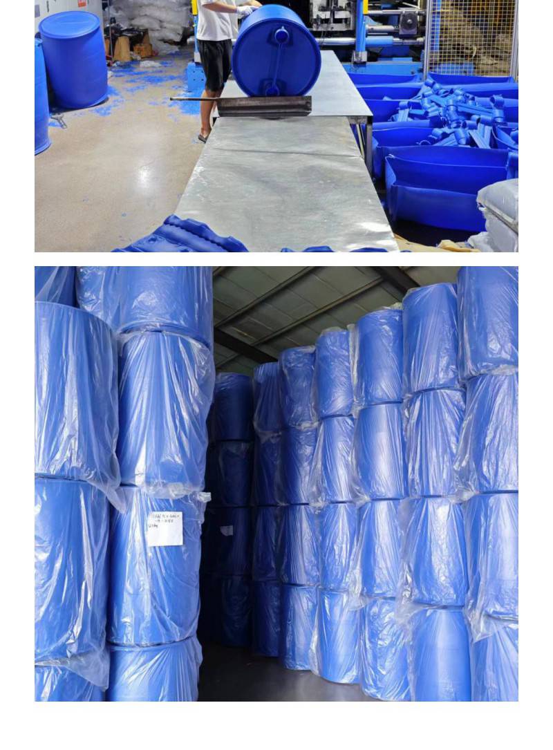 林丰200升双边蓝桶200公斤塑料桶出口un码