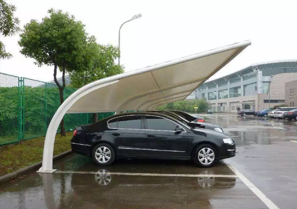 衢州高速服务区充电桩雨棚搭建，宁波膜结构汽车遮阳棚效果图，杭州加油站自动洗车机雨棚定制