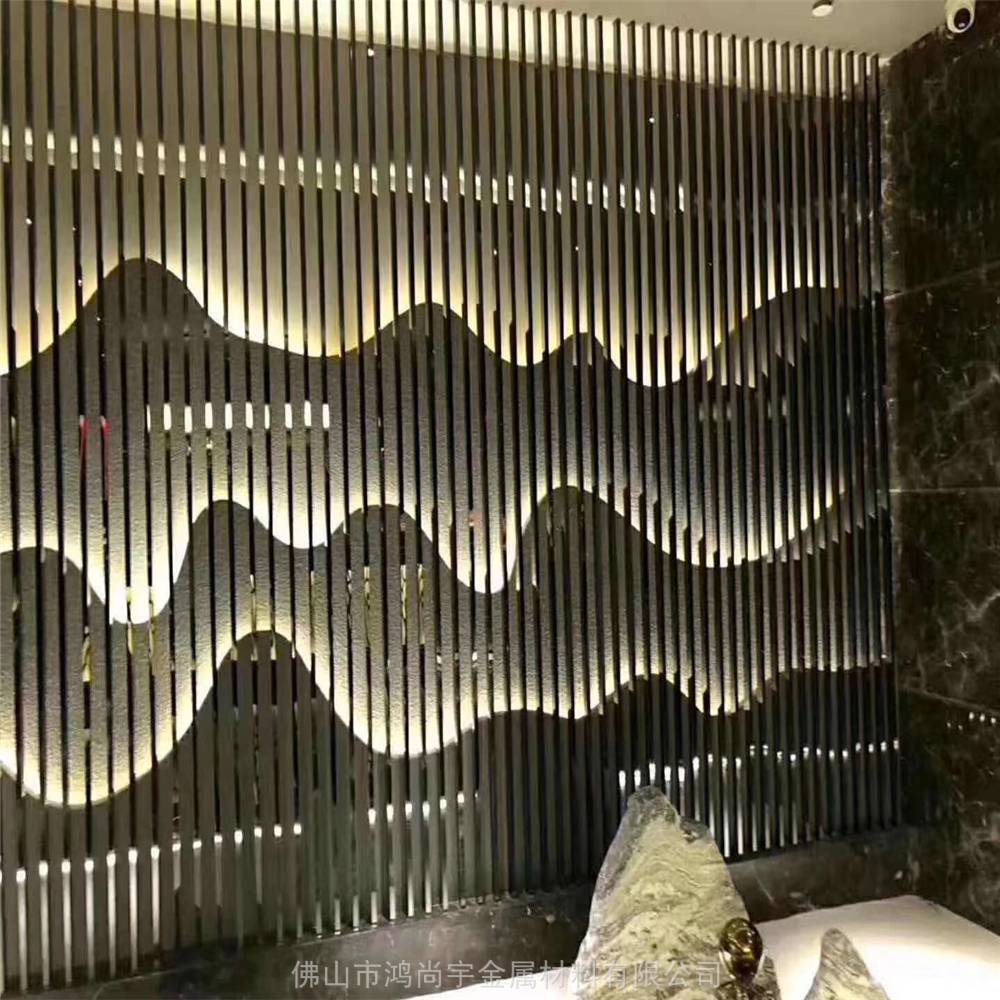 定制别墅家居进门处不锈钢屏风大气仿古不锈钢屏风格栅图片