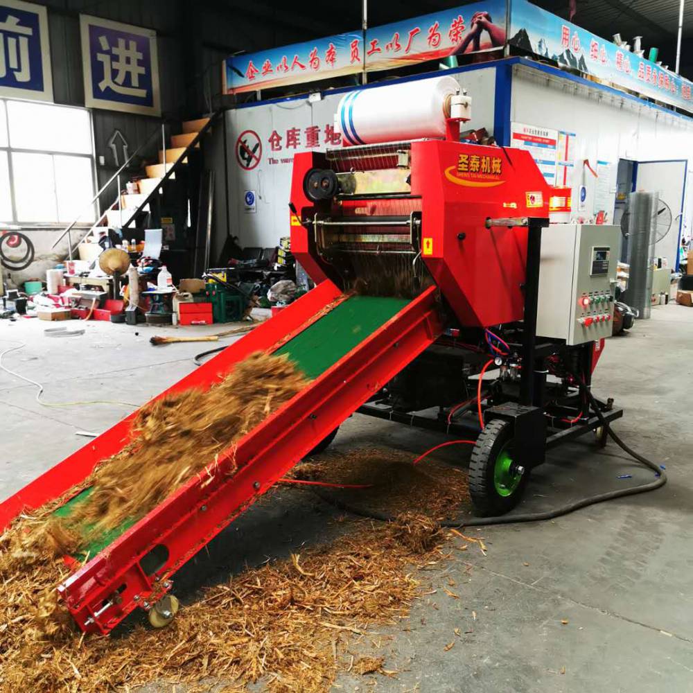 牧草青储饲料打捆机喂牛青贮包膜机冬季备草帮手储青打包机