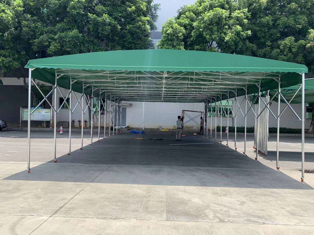 定做大型推拉雨棚伸缩移动拉伸蓬厂房户外物流帐篷折叠雨棚仓库棚
