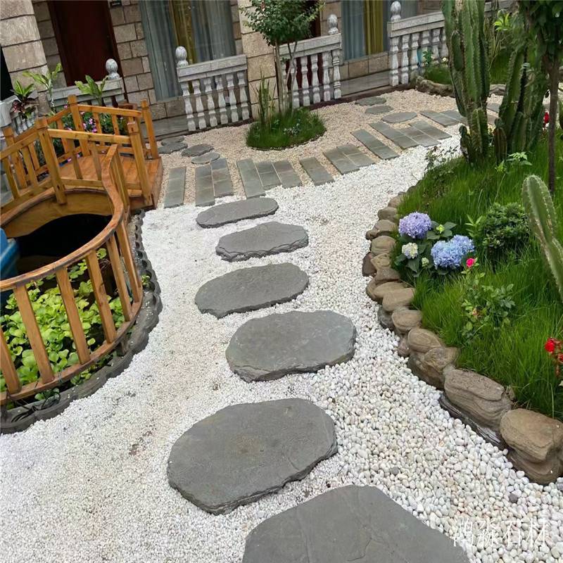 观光路汀步石加工青石公园踏步石厂家锈色脚踏石板园路