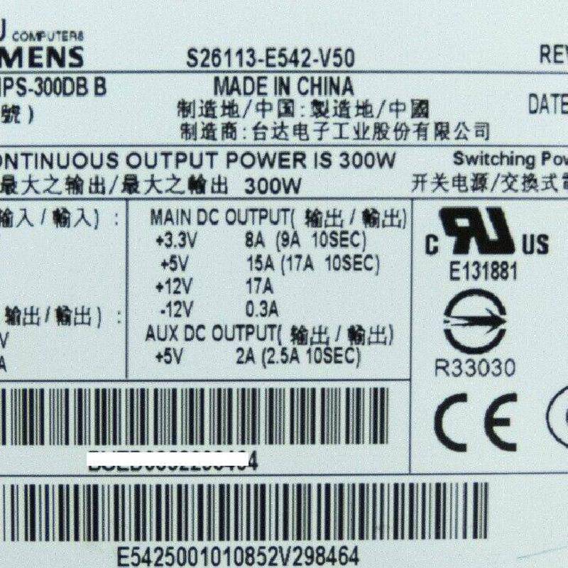Fujitsu S26113-E542-V50-01 NPS-300DB B W370工作站电源价格- 中国供应商