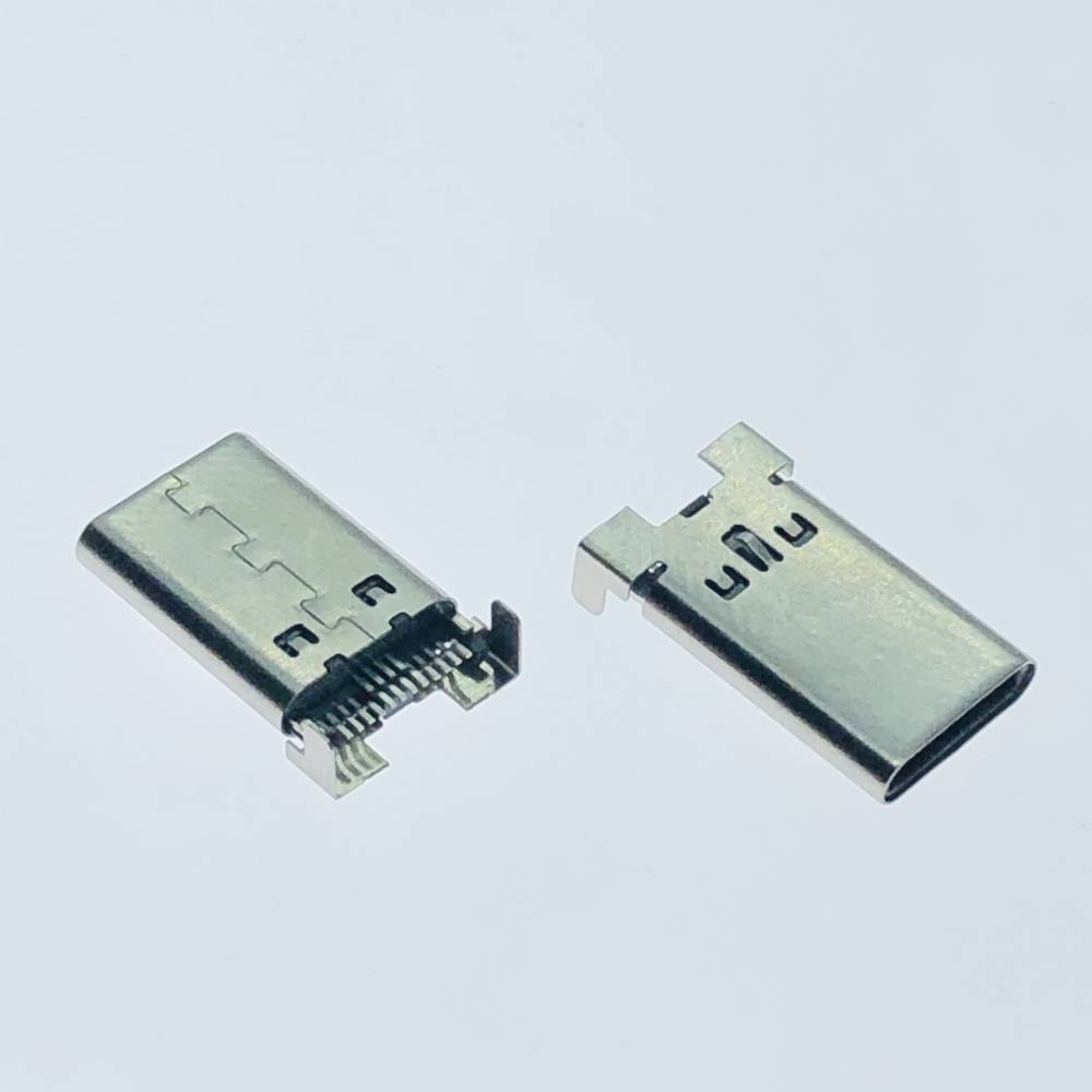 9p贴片沉板typec公头铆压款贴片31沉板smt插头两脚插板
