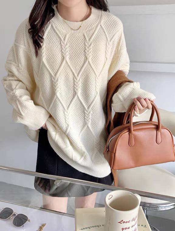 艾菲玛宽松澳毛女士圆领套头内搭上衣品牌折扣女装尾货批发