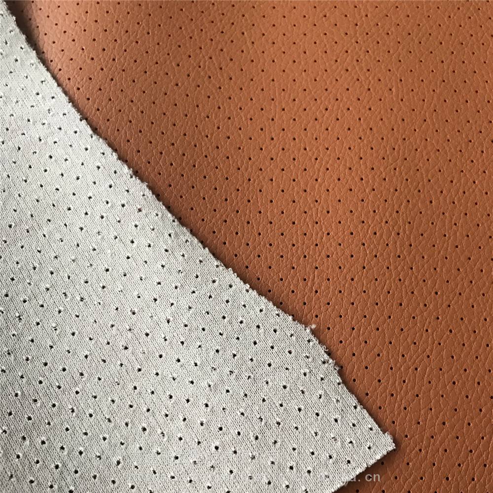 橘色打孔pvc汽车座椅革一等品原厂革8cy纹手感柔软