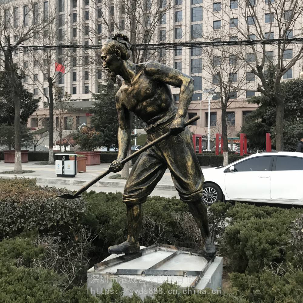 茂名农民耕种雕塑玻璃钢劳作农夫人像人物雕塑