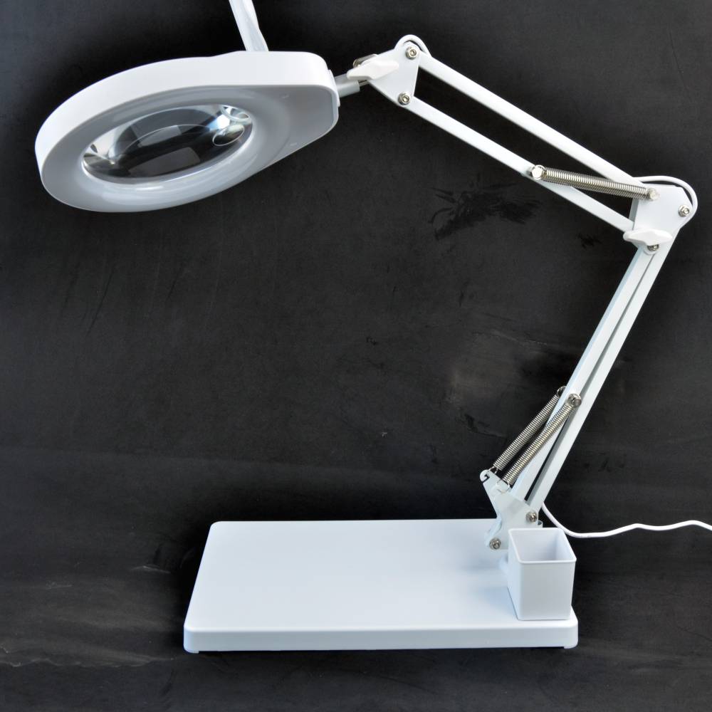 pdok台式放大镜带灯pd178w白色款10x大视野光学镜片大底座工作台