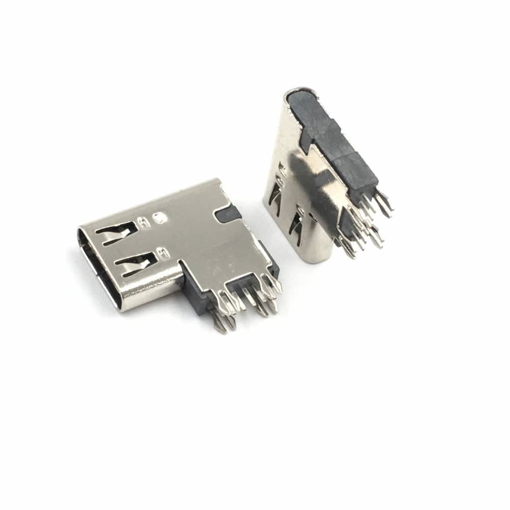 typec母座6p四鱼叉脚侧插有弹垫高27