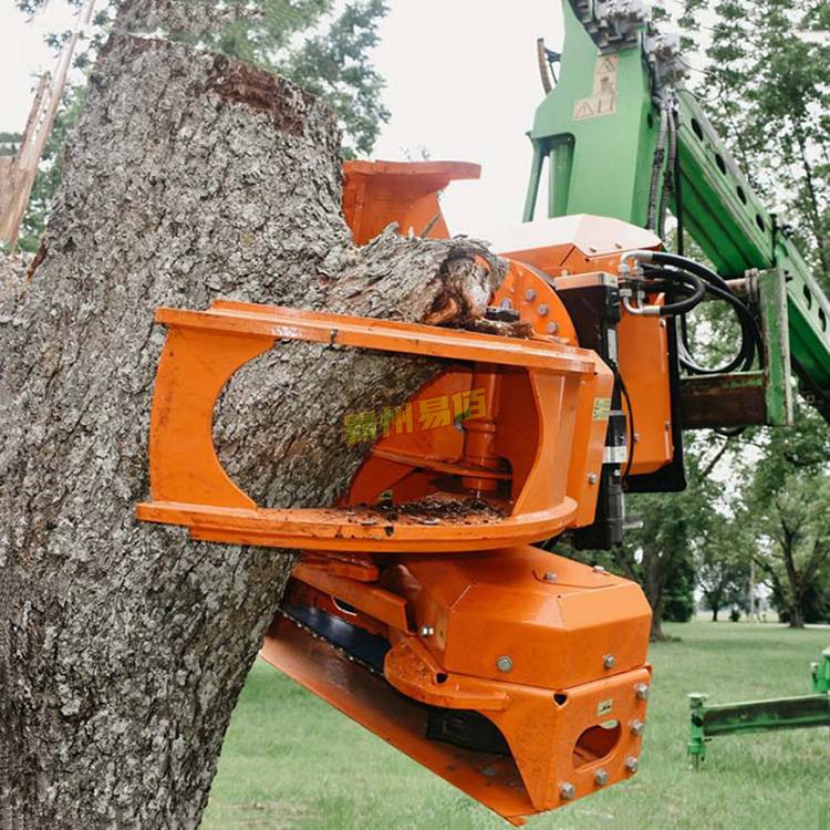 可旋转林场砍伐截断锯园林修枝打顶抓木锯挖机属具简易伐木机易佰