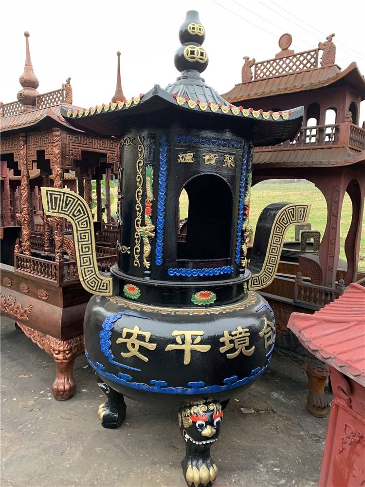 寺庙烧纸炉佛堂大型香炉加盖元宝炉仿古焚经炉宗祠祭祀室外插香炉各类