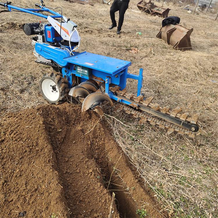 鸿超电启动埋管开槽机手扶链条开沟机工地埋线挖沟机