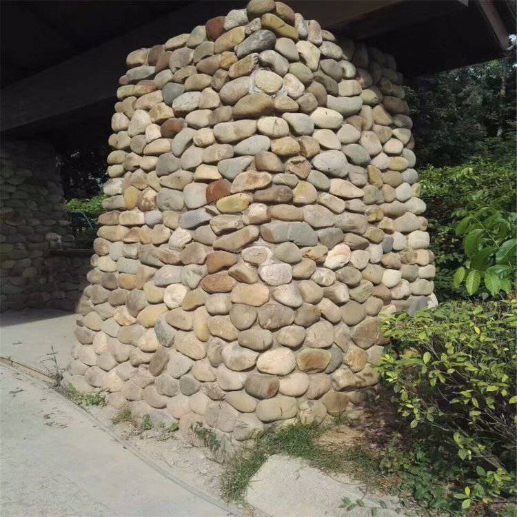 贴墙用鹅卵石切片文化石万竹矿业铺路切片可定制样品免费