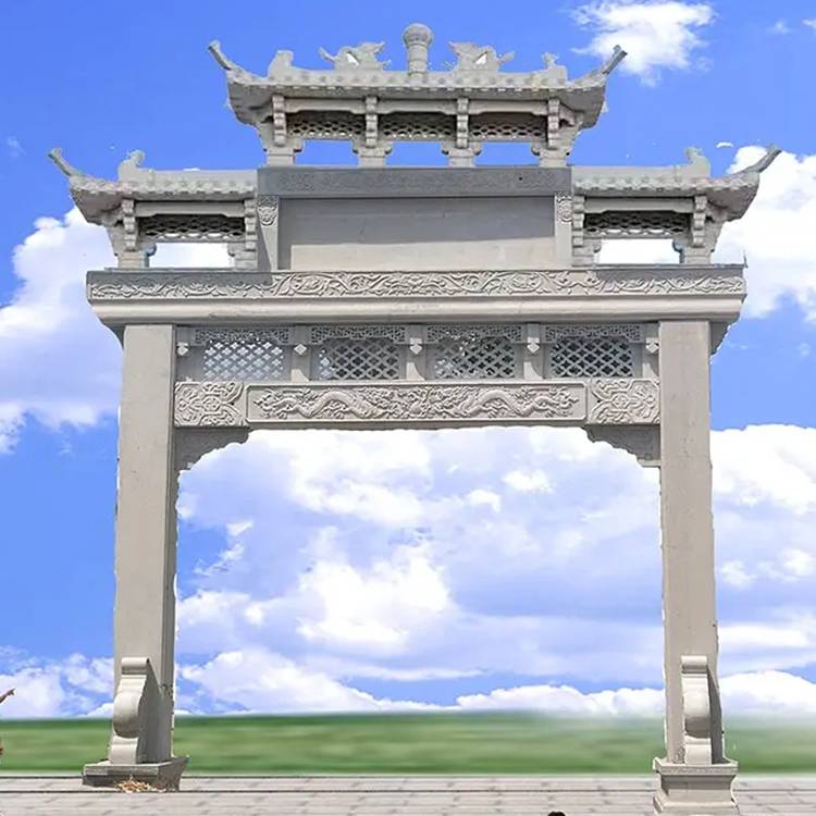农村石牌楼来图定制村口一门石牌坊单门石牌楼美观大气