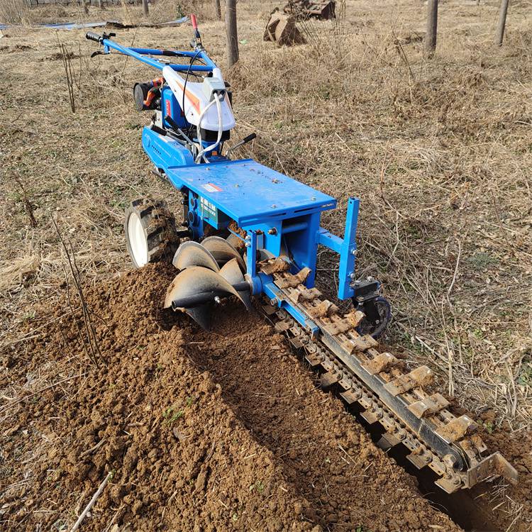 柴油手扶光缆开沟机自走式小型挖沟机地埋线链条开槽机