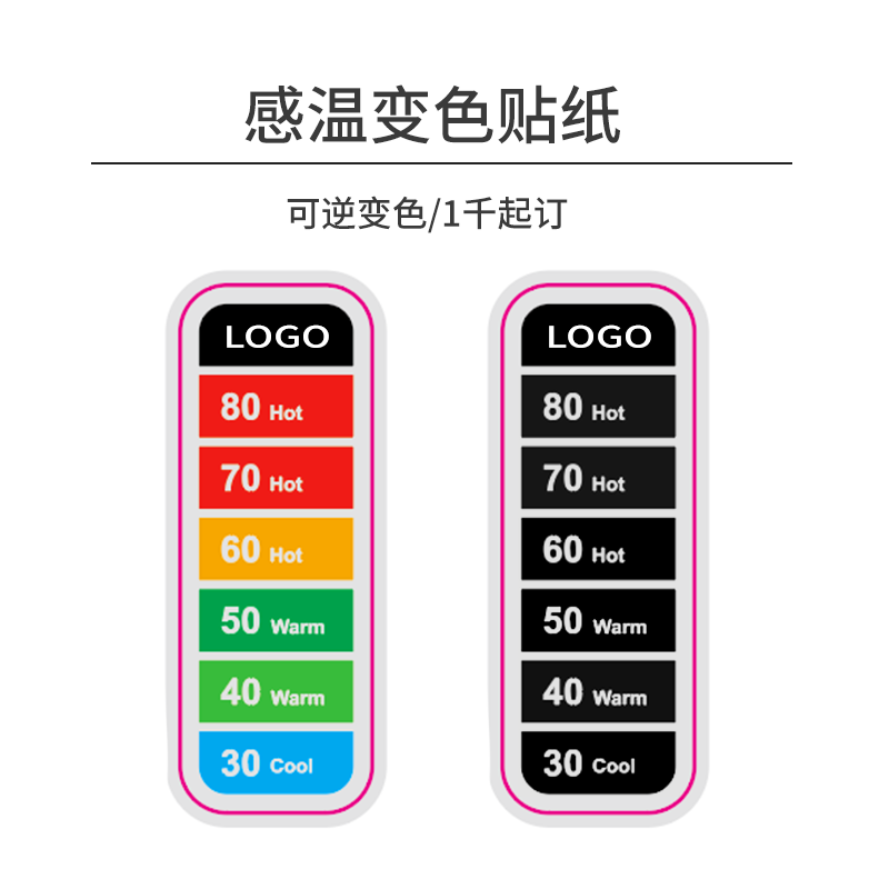 6段变色感温变色贴纸 可逆变色测温标签 温变贴纸 温度计贴纸