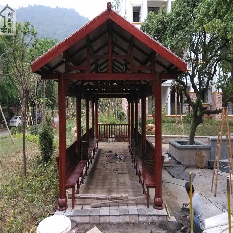 广东珠海厂房楼顶防腐景观长廊空中花园休闲长廊四角凉亭