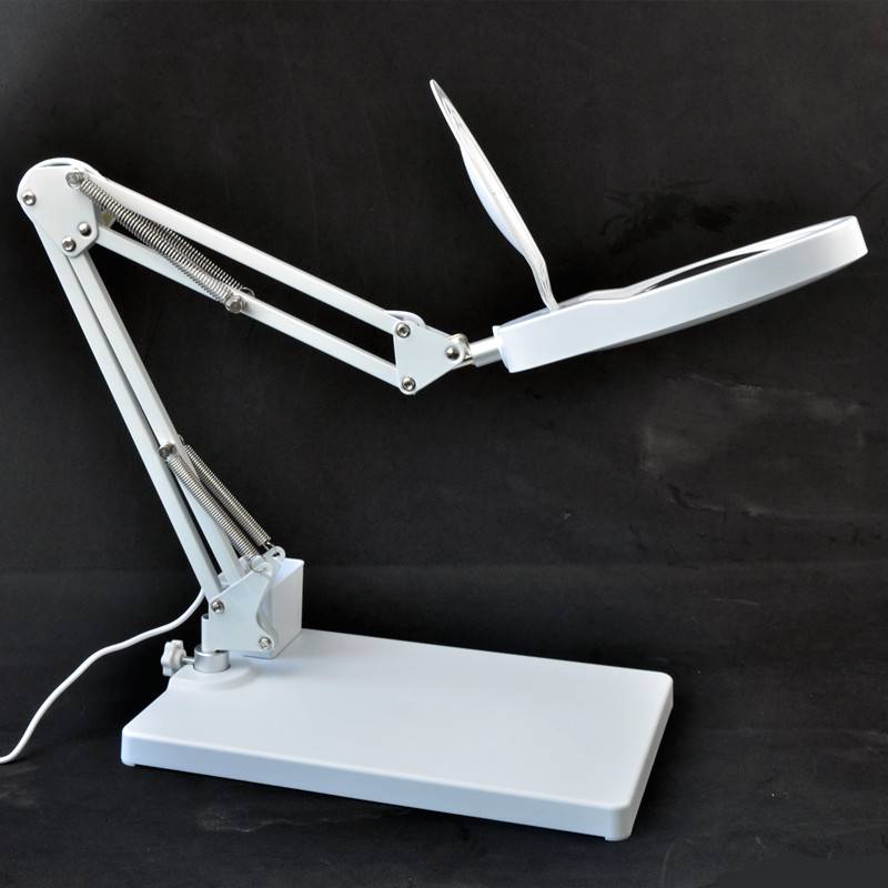 pdok台式放大镜带灯pd178w白色款10x大视野光学镜片大底座工作台