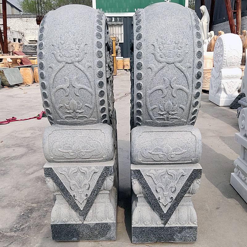 石雕抱鼓门墩一对花岗岩家用门口仿古镇宅石墩中式庭院别墅摆件