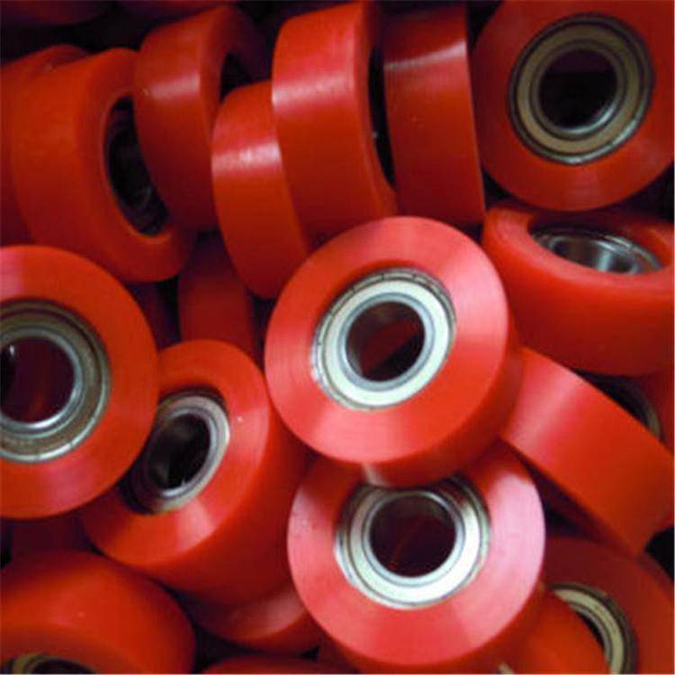 橡胶包胶轴承轮pu聚氨酯滚轮高低硬度聚氨酯胶轴可定制
