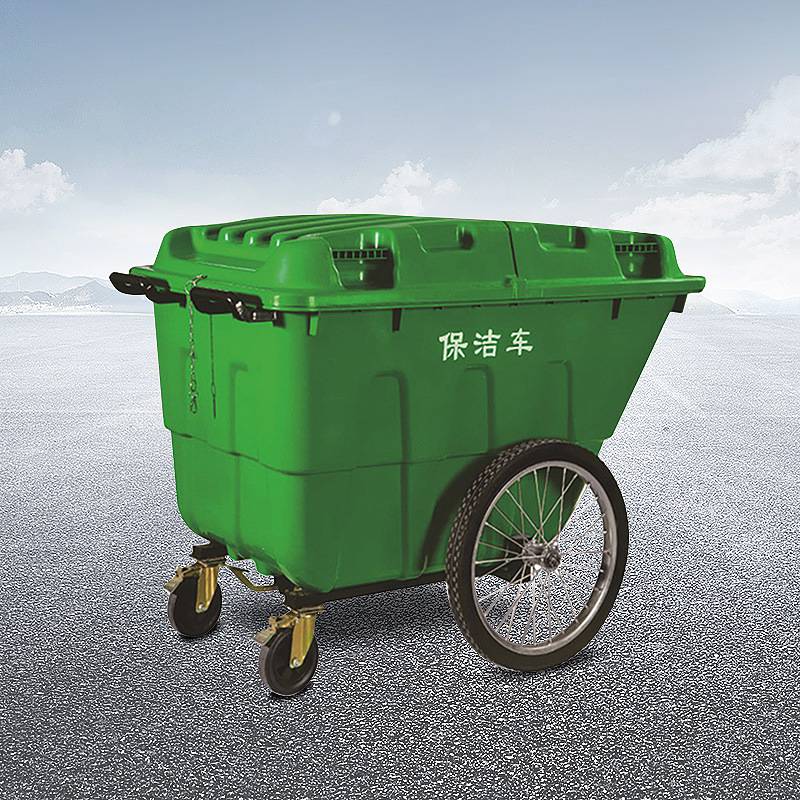 保洁清运车移动垃圾桶垃圾车手推车保洁车清运车移动户外带盖带轮