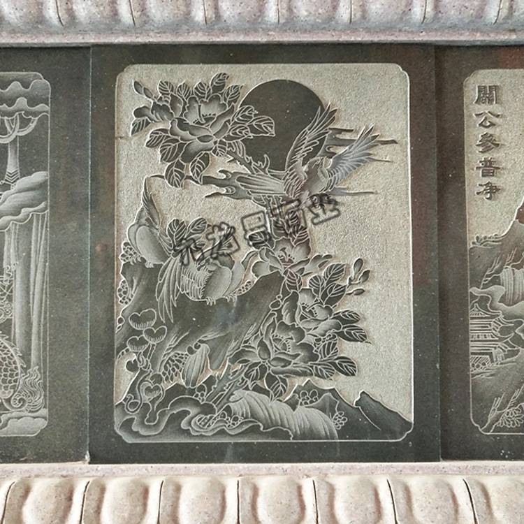 寺庙梅兰竹菊线雕石雕石材平面线雕图片