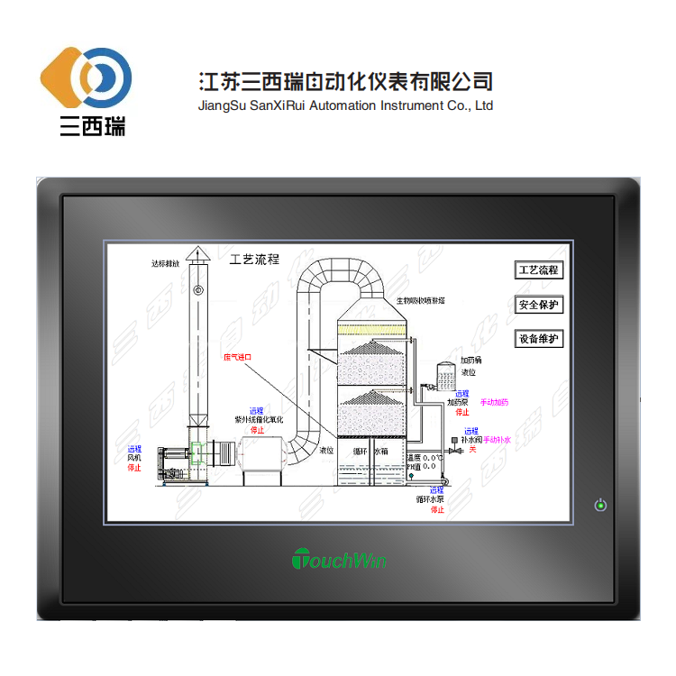 PLC触摸屏废气处理控制系统