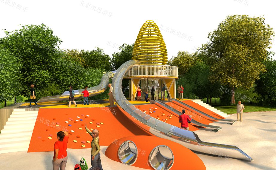 小区儿童游乐设施非标定制不锈钢滑梯户外大型儿童滑梯设施