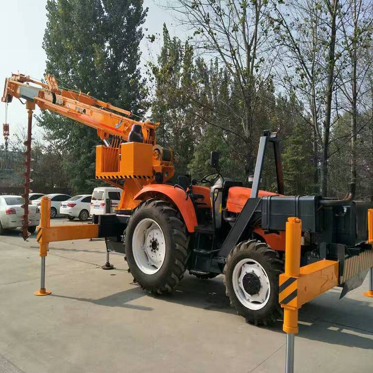 8吨小型拖拉机吊车5米5节臂单板大臂吊重钻孔打桩用