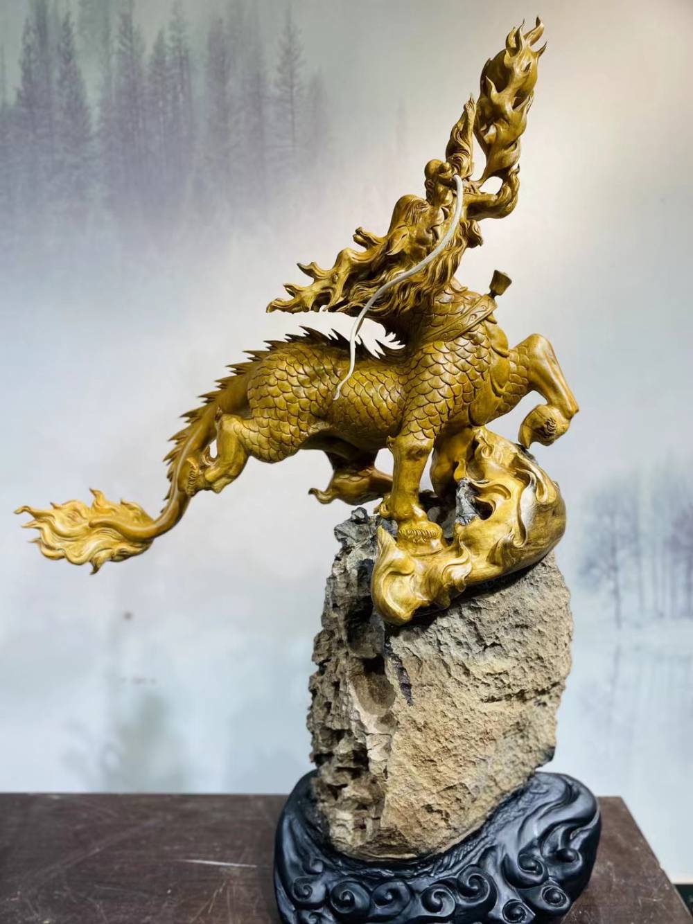 黄杨木麒麟根抱石木雕文玩飞天红木根雕各种佛像