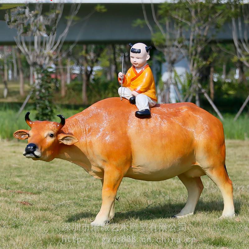 牧童骑黄牛雕塑农庄玻璃钢吹笛子放牛娃人物雕塑像- 供应商网