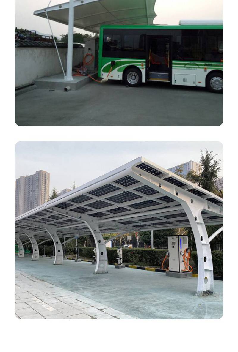 汽车充电桩车棚 膜结构电动车停车棚 钢结构汽车棚 景区景观棚